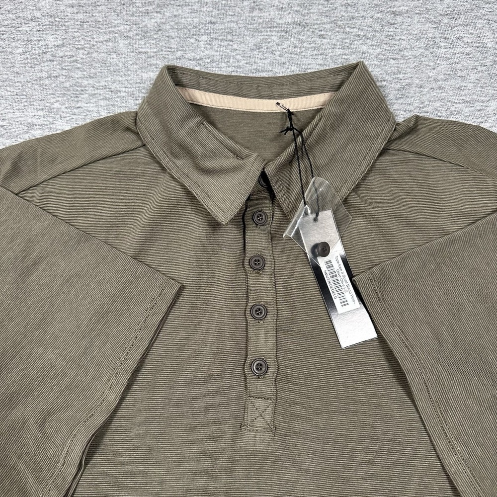 Hylete Polo Shirt Mens Large Olive Green Icon II Bamboo Blend Stretch Golf NEW